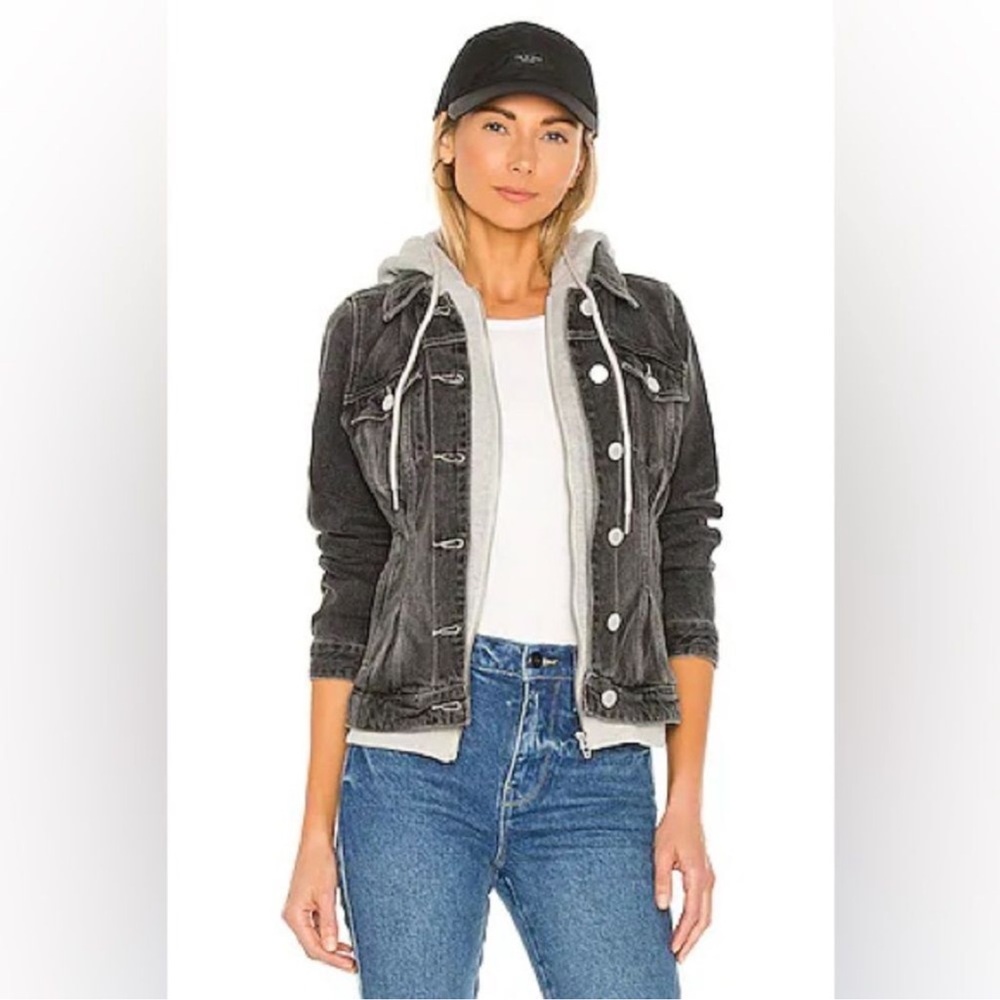 Revolve | BlankNYC Jacket Two Fer Denim Black Gray Hoodie